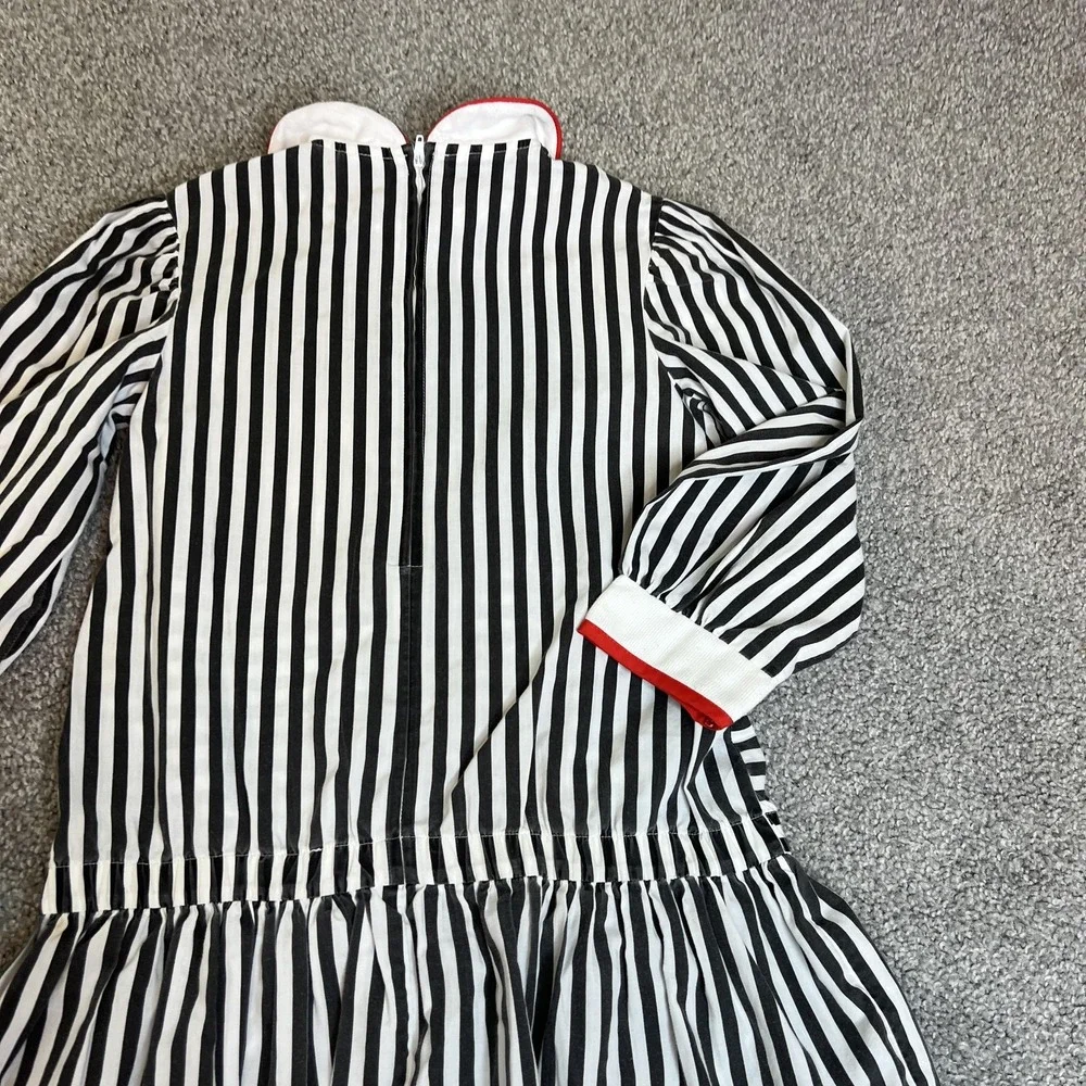 Disney Minnie Mouse Dress Girls‎ 6 Black White Striped Long Sleeve Drop Waist